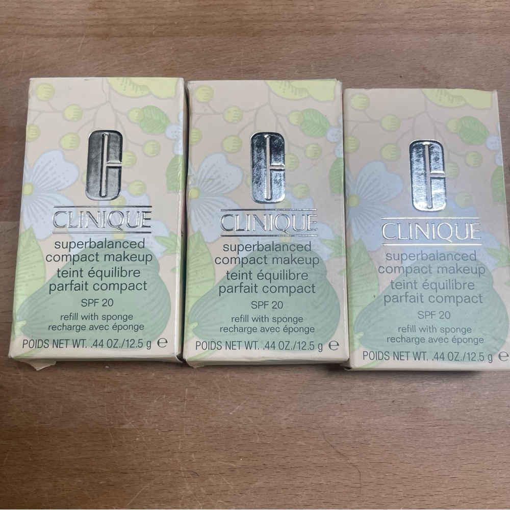 Clinique Superbalanced Compact Makeup Refills w/ sponge Lot 3 Warm Wheat NEW